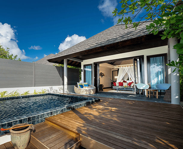 atmosphere kanifushi maldives kanifushi beach villa with pool exterior view front v2