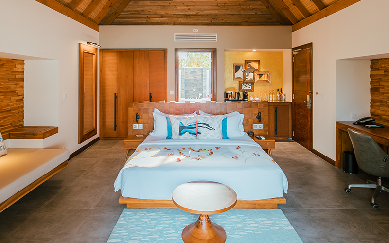 beach villa sunset inside top view