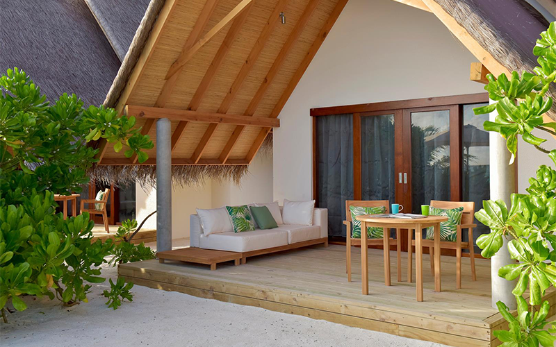 beach villa sunset patio front view