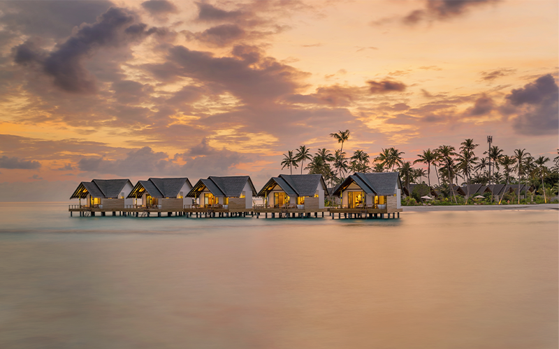 jacuzzi water villa sunset