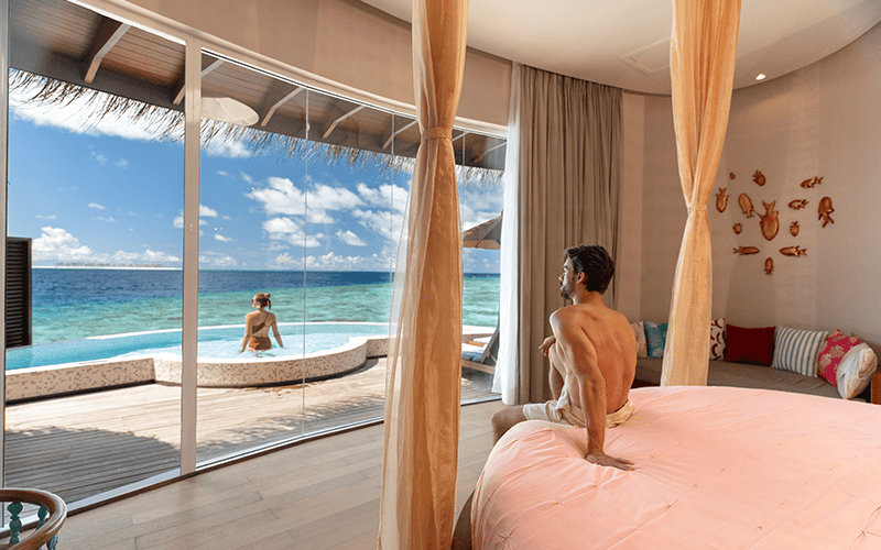 oblu select at sangeli lifestyle honeymoon select ocean villa interior with view compressed