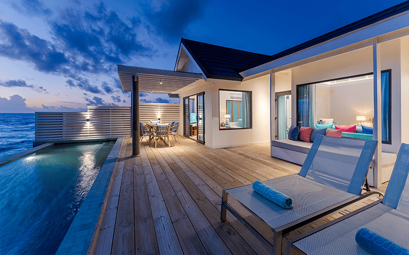 onhs water suite with pool sunset outdoor deck 01 compressed