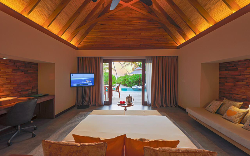 pool beach villa sunset 2