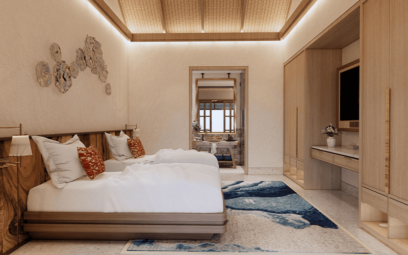 rah gili maldives sunset family pool water villa with slide kids bedroom v2