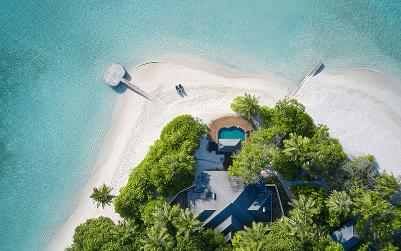 royal island two bedroom beach pool residence aerial 4k compressed