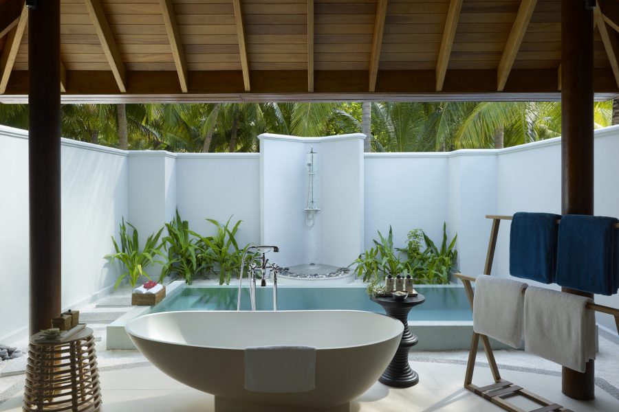 beach villa with pool bathroom